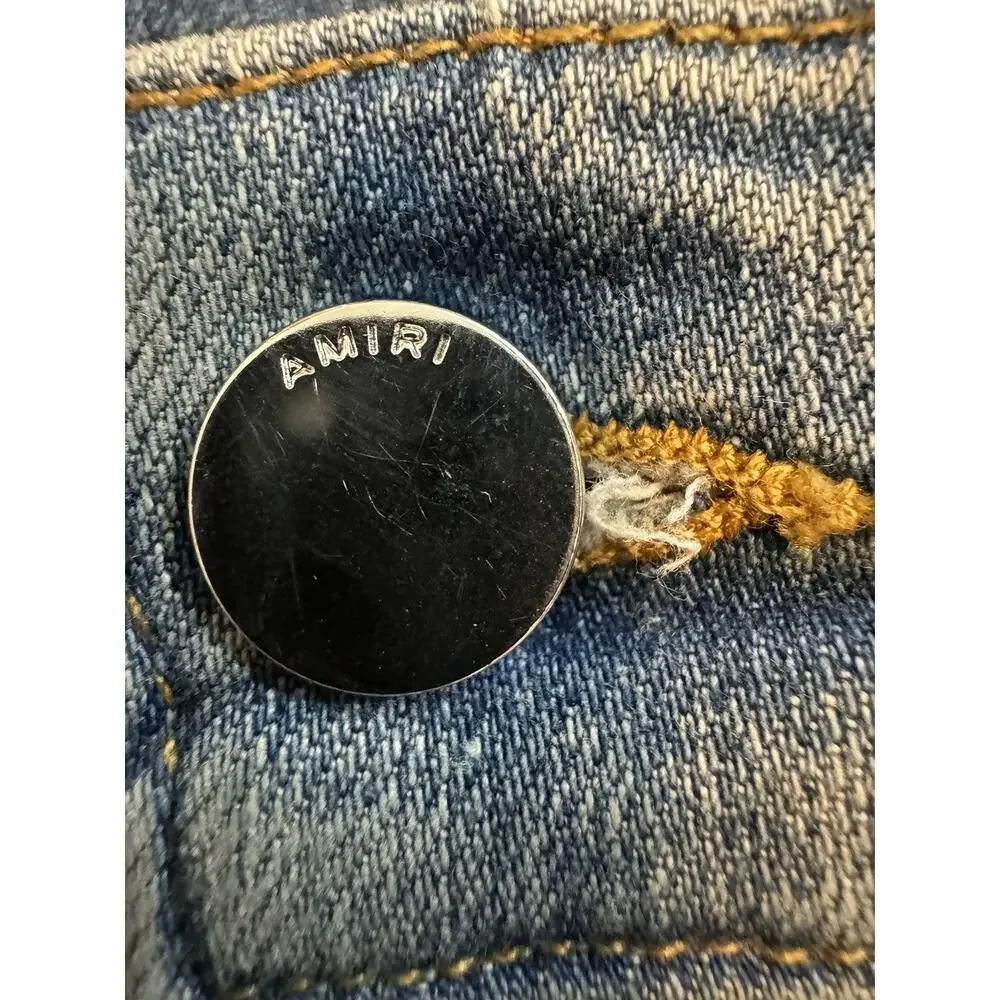 EUC Amiri Leopard Thrasher Denim - Picture 3 of 16